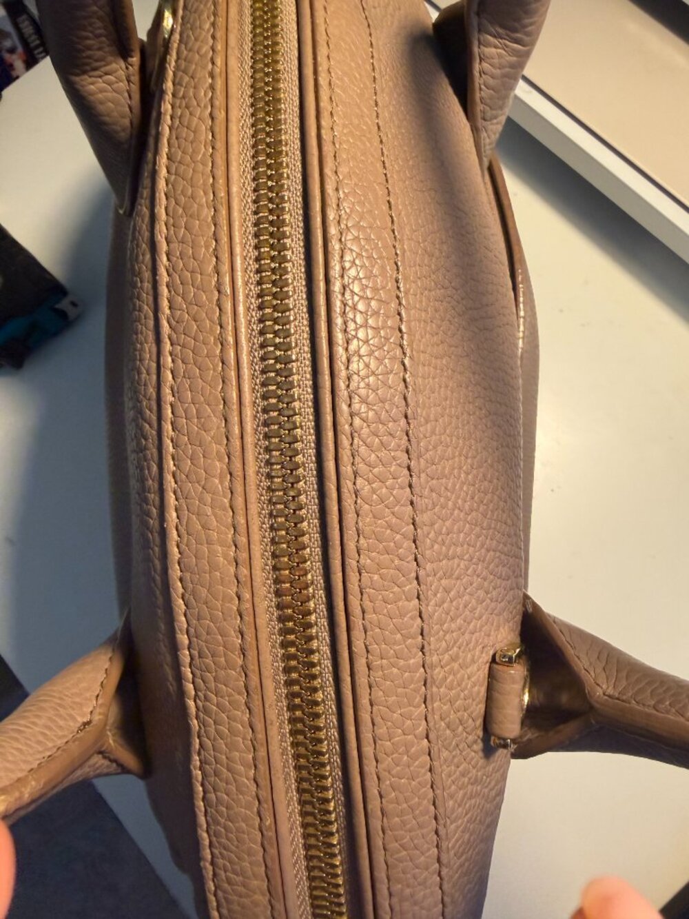 Salvatore Ferragamo Taupe Leather 2 Way Handbag - Picture 7 of 16
